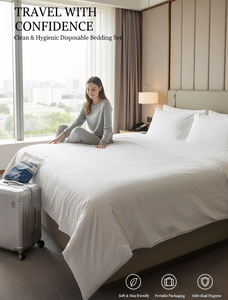 Draps de lit jetables en matériau SMMS PP, ensemble de trois pièces (drap, housse de couette, taie d'oreiller), draps de lit jetables anti-acariens - Product Image 5