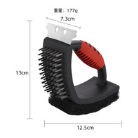 Brosse de nettoyage de barbecue transfrontalière la plus vendue, 3-en-1, avec manche en V et poils métalliques, pour nettoyer les grilles, design moderne et minimaliste