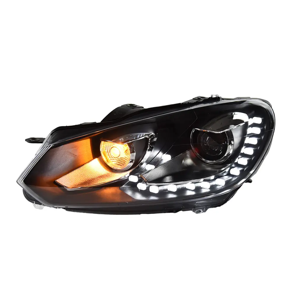 AKD-ゴルフ6用カースタイリング2009-2012 R20 Golf6 MK6LED 15ランプビーズヘッドライトアップグレード変更されたティアアイデザインDRL