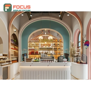 Vitrina Contemporánea para Café con Puerta de Vidrio, Estante para Exhibición de Mercancía, Gabinete de Café en Roble Natural - Product Image 1