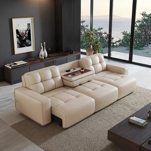 Ensemble de canapé-<span class=keywords><strong>lit</strong></span> électrique rétractable en cuir de luxe moderne <span class=keywords><strong>plateau</strong></span> pliable multifonctionnel pour le salon avec télécommande - Product Image 1
