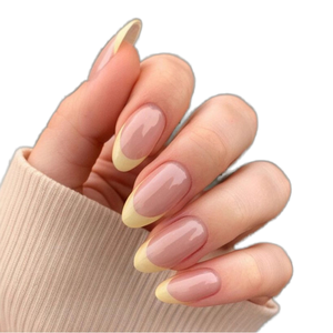 Lot de 24 <span class=keywords><strong>faux</strong></span> <span class=keywords><strong>ongles</strong></span> <span class=keywords><strong>courts</strong></span> en amande, faits main, couleur nude naturelle, avec gel adhésif, pour doigts – Nouveauté très prisée - Product Image 1