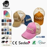 Casquette de baseball en maille style camionneur, broderie 3D personnalisée, effet vieilli, pour hommes et femmes, idéale pour l'extérieur - Vente en gros
