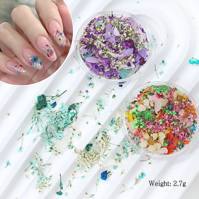 Wholesale Japanese Style Nail Art Dry Flower Monet Garden Oil Painting Color Matching Small Floral Nail Art Accessories