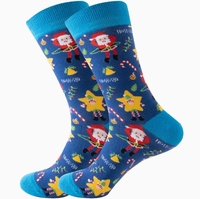 Chaussettes de Noël pour hommes, chaussettes amusantes et joyeuses, chaussettes de vacances folles, chaussettes en jacquard respirantes en coton d'hiver pour Noël