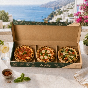 Zicpole - Juego de 3 Cajas de Papel para Mini Pizzas con 3 Compartimentos y Ranura para Salsas, para Comida para Llevar - Product Image 3