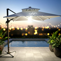 Parasol Cantilever Solaire LED 360 Degrés avec Bras Déporté et Manivelle pour Hôtels et Piscines