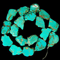 Tranches de pierre de magnésite turquoise TB0100, dalles de pierre turquoise brute, perles focales décoratives
