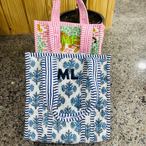 กระเป๋าโท้ทผ้าฝ้ายเย็บมือขนาดเล็กสำหรับผู้หญิง ลดราคาพิเศษ พร้อมสายสะพายโซ่ เปิดปิดง่าย กันน้ำ เหมาะสำหรับฤดูร้อน - Product Image 1