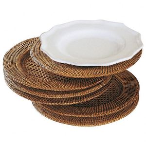 Piastra Per Caricabatterie Eventi In Vetro Caricatore 100 Piastre Da 13 14 2025 Fibra Di Bambu Intrecciato - Product Image 1