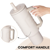 Gobelet isotherme à double paroi en acier inoxydable 304 de 40 oz avec poignée, isolation 24H froid 12H chaud, couvercle anti-fuite avec paille