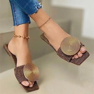 High Quality Round Flat Casual Beach Slippers <b>Plus</b> <b>Size</b> Women's Shoes 43 - Product Image 3