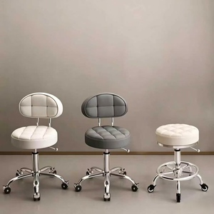 Tabouret Rond Pivotant et Réglable en Hauteur avec Roulettes et Dossier – Chaise Polyvalente pour Salon de Coiffure, Onglerie, Cour et Usage Domestique - Product Image 6