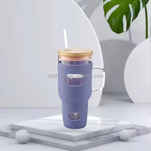 Frascos cosméticos de cristal sin BPA con funda de silicona al por mayor botella de agua para gimnasio hombre Copa <span class=keywords><strong>Stanley</strong></span> con pajita y Asa - Product Image 2