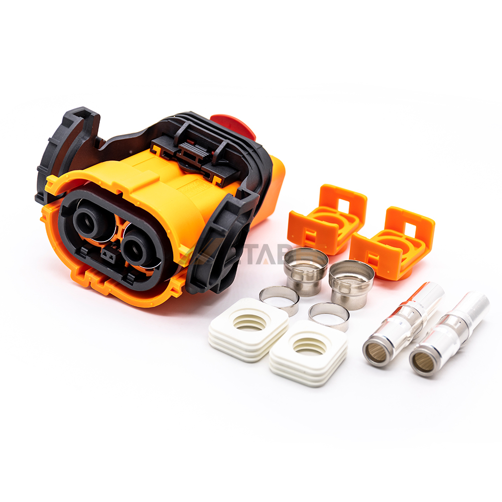 8mm 2 Pin 125A Straight Plug, 25mm2 HVIL High Voltage EV Power