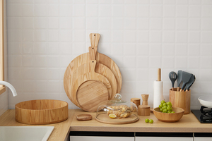 <span class=keywords><strong>Plateau</strong></span> de service <span class=keywords><strong>en</strong></span> bois de frêne naturel pour gâteaux et cupcakes avec cloche <span class=keywords><strong>en</strong></span> <span class=keywords><strong>verre</strong></span> pour cuisine, anniversaire, mariage - Product Image 4