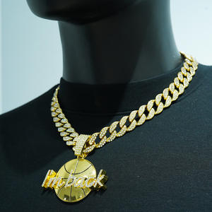 <span class=keywords><strong>Sono</strong></span> <span class=keywords><strong>tornato</strong></span> collana con ciondolo da basket a catena completa con placcatura in oro alla moda catene in lega di zinco per uomo e donna regalo buddista - Product Image 1