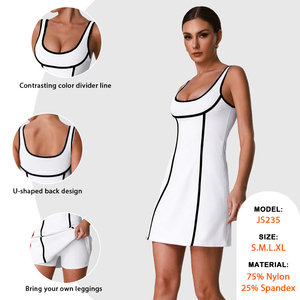 Vestido Deportivo Transpirable para Mujer <span class=keywords><strong>Venka</strong></span> JS235, de Secado Rápido, con Contraste de Color, Antiexposición, Cuello en U, con Relleno en el Pecho, para Voleibol y Yoga - Product Image 2