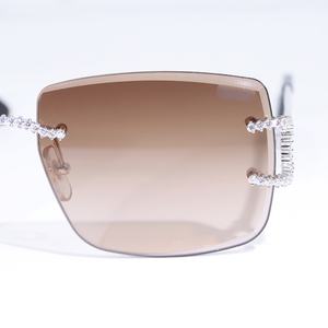 Lunettes de soleil de luxe en argent 925 avec verres bruns et diamants Moissanite VVS pour unisexe, protection UV400 - Product Image 3