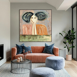Peinture à l'huile abstraite texturée Impasto « Contemplation Silencieuse » : Portrait de Femme sur Toile avec Cadre, Décoration Murale Intérieure - Product Image 2