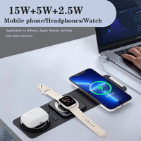 Dropshipping stasiun pengisi daya nirkabel magnetik, produk 2025 3 in 1 multifungsi 15W isi daya Cepat