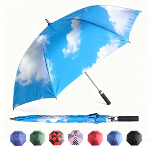 <b>Large</b> 62-Inch Automatic Open Golf Straight <b>Umbrella</b> Windproof Double Canopy Fiberglass Ribs Heavy Duty American Style for - Product Image 2
