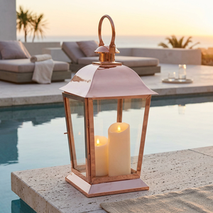 Wholesale High Quality Rose <b>Gold</b> Plated Steel Candle <b>Lantern</b> for Home & Outdoor Decoration - Product Image 2