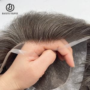 วิกผมสวิสแบบถัก100% ขนาด6*9นิ้วสำหรับผู้ชายลูกไม้สวิสที่มองไม่เห็น - Product Image 5