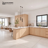 Armoires de cuisine shaker modernes en bois d'érable massif de haute qualité Buildgres Custom North Simple Design Classic Flat Pack Brillant