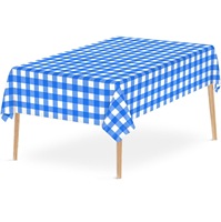 Nappe rectangulaire jetable en PEVA, épaisse, 137*274cm, à carreaux bicolores, imperméable et anti-taches