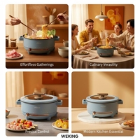 Casserole électrique multifonction 3L 4L avec revêtement antiadhésif, pot intérieur, réglage de la chaleur, portable pour une utilisation en cuisine