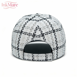 Gorra de Béisbol Unisex Otoño Invierno, Diseño Retro a Cuadros Blanco y Negro, Gorra Personalizada de 6 Paneles, Estilo Pintor, para Mujer - Product Image 4
