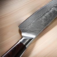 Hachoir à viande multifonctionnel en acier Damas de 8 pouces avec manche en bois pour une utilisation en cuisine par les chefs et les cuisiniers amateurs