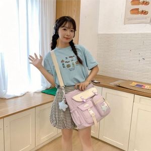 Sac fourre-tout en toile élégant et tendance, grande capacité, pour étudiants, décontracté, à bandoulière, multi-poches - Product Image 6