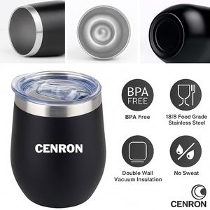 Stemless Wine Tumbler 12oz Double Wall Stainless Steel <b>Hot</b> <b>Cold</b> Retention Ready to Ship - Product Image 4