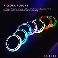 Sous-verres lumineux LED à changement de couleur (7 couleurs) pour porte-gobelets de voiture, éclairage d'ambiance décoratif, sous-verres lumineux, recharge USB, antidérapants