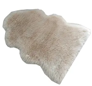 Washable Fire Retardent Plain Color 65*90cm Plush Faux Sheepskin Fur Mat
