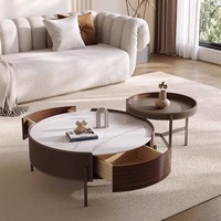 Table basse ronde moderne et simple de style italien en cuir de selle, petite table d'appoint pour salon