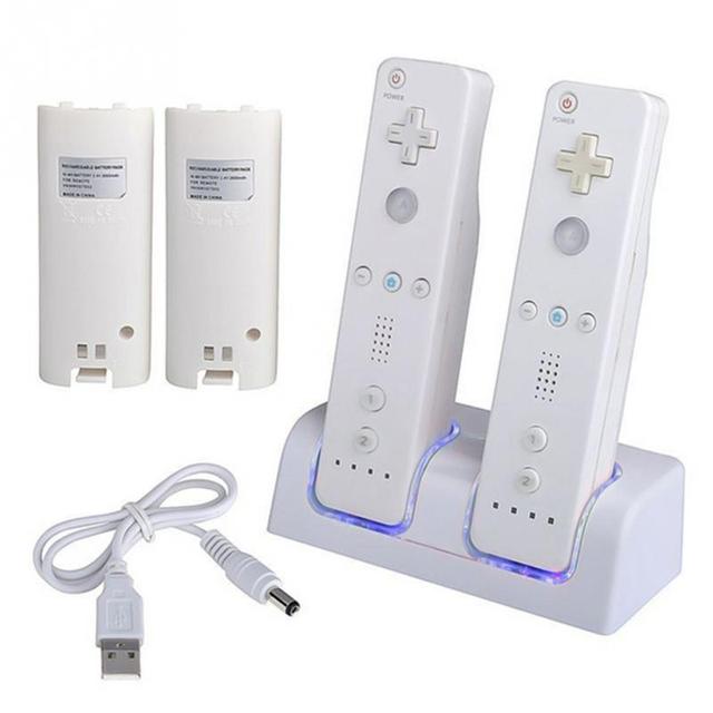 For Nintendo Wii Controller Remote Battery Pack Dock for Nintendo Wii Charging Station Stand Dual Charger Replacement