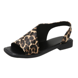 Sandalias Romanas con Estampado de Leopardo para Mujer, 2025, Planas, para Playa, Punta Cuadrada, Cierre Deslizante, Plantilla de Cáñamo, Verano - Product Image 6