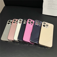 Étui de téléphone en verre brillant plaqué luxe pour iPhone 15 16 Pro Max 14 13 12 11 Pro, protection de l'appareil photo, pare-chocs antichoc, coque rigide