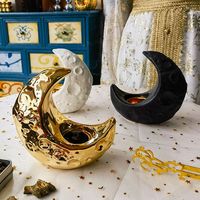 Arabian Art Deco Brûleur d'encens Céramique Moon Jar Objet décoratif pour la maison pour le Ramadan & Eid Mubarak