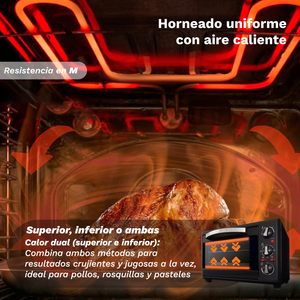 Forno elettrico multifunzione da banco 28L 1600W nero per cuocere e arrostire - Product Image 3