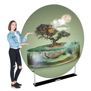 Phiên Bản Cập Nhật Tổ Chức Sự Kiện Đám Cưới <span class=keywords><strong>Photo</strong></span> Booth Căng Thẳng Vải Nhôm Có Thể Thu Vào Căng Ống Thông Tư Hiển Thị Vòng Backdrop - Product Image 1