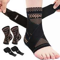 Haute qualité Compression élastique cuivre cheville orthèse soutien réglable cheville protecteur manchon avec ceinture de Compression