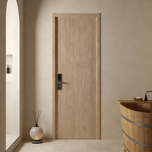 Porte en bois insonorisée et étanche <span class=keywords><strong>46</strong></span> dB, finition PVC grain montagne beige clair, design minimaliste, pour hôtel, bureau et chambre. - Product Image 1