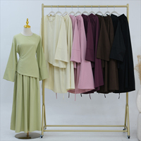 Ensemble Abaya 2 Pièces Élégant pour Femmes Musulmanes : Tenue Décontractée Islamique pour l'Aïd, Haut et Jupe Modestes d'Été pour le Quotidien, Style Turc 2026