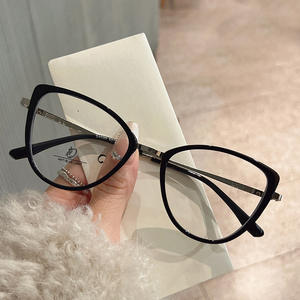 เฉียนไนแว่นตาผู้หญิงทรงแคทอายกรอบเต็มป้องกันแสงสีฟ้าเลนส์ Ac ดีไซน์ไม่สม่ำเสมอสไตล์ยุโรป - Product Image 2