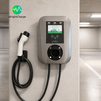 Borne de recharge murale pour véhicules électriques de centre commercial 11,5 kW CA, station de charge intelligente RFID, écran LCD, OCPP, triphasée, Type 1, contrôle par application WrightCharge