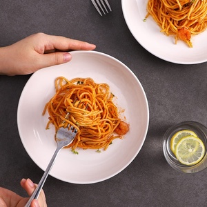 Porcelaine <span class=keywords><strong>blanche</strong></span> Céramique Hôtel Blanc 9.75 pouces Grands bols à pâtes et fruits Ensembles d'assiettes à soupe et salade pour 4 ou 6 personnes - Product Image 2